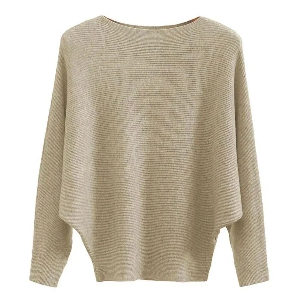 Women’s Tan Over the Shoulder Sweater